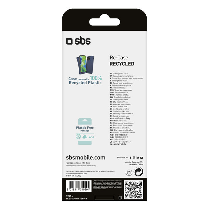 SBS - TPU-Hülle für iPhone 12 Pro Max, recycelt, Öko-Verpackung, blau
