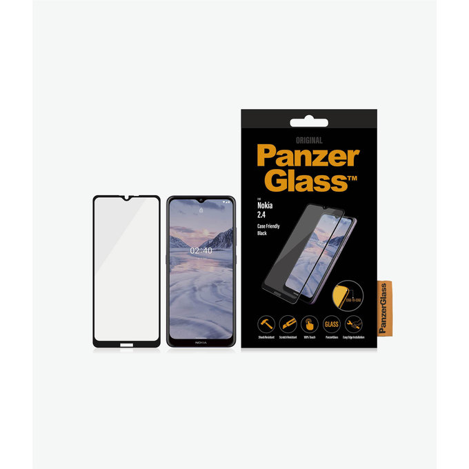 PanzerGlass - Gehärtetes Glas Case Friendly für Nokia 2.4, black