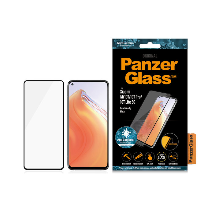 PanzerGlass - Gehärtetes Glas Case Friendly für Xiaomi Mi 10T Pro 5G, 10T Lite, 10T, black