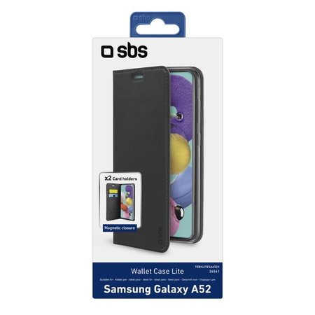 SBS - Fall Book Wallet Lite für Samsung Galaxy A52, schwarz