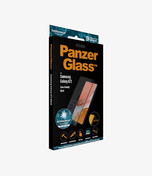 PanzerGlass - Gehärtetes Glas Case Friendly AB für Samsung Galaxy A72, schwarz