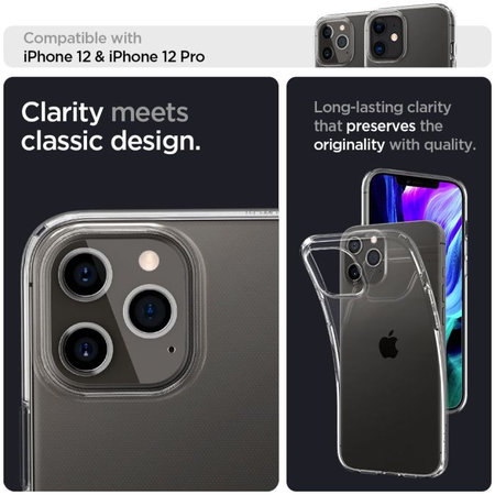 Spigen - Hülle Liquid Crystal für iPhone 12 und 12 Pro, Crystal Clear