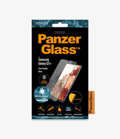 PanzerGlass - Gehärtetes Glas Case Friendly AB für Samsung Galaxy S21+, Fingerprint komp., schwarz