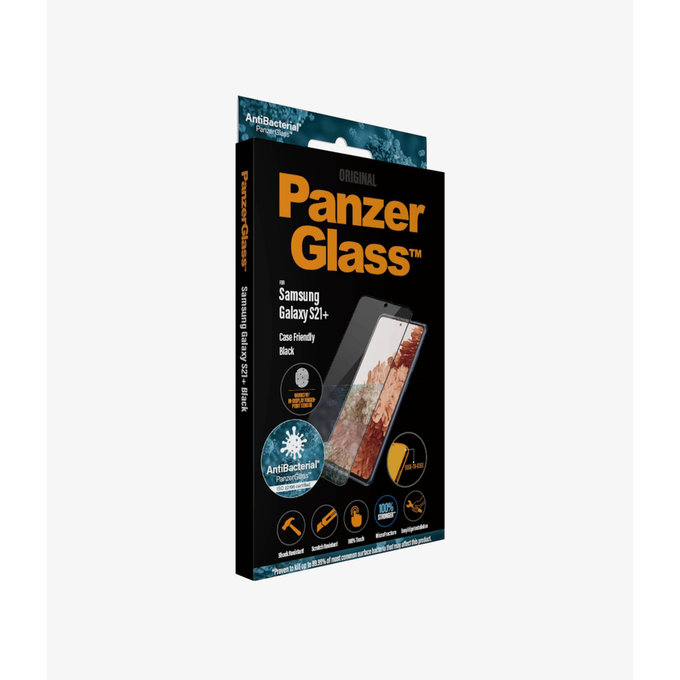 PanzerGlass - Gehärtetes Glas Case Friendly AB für Samsung Galaxy S21+, Fingerprint komp., schwarz
