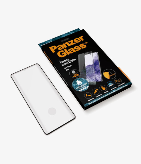 PanzerGlass - Gehärtetes Glas Case Friendly AB für Samsung Galaxy S21 Ultra, Fingerprint komp., schwarz