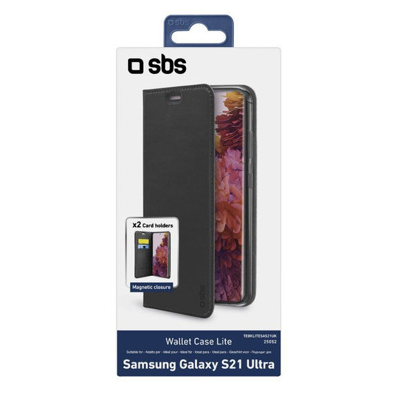 SBS - Fall Book Wallet Lite für Samsung Galaxy S21 Ultra, schwarz