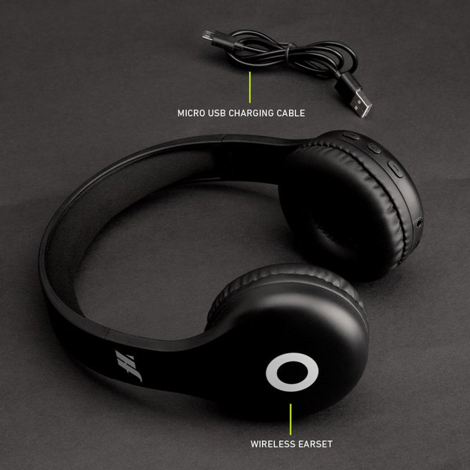 SBS Music Hero - Stereo-Funkkopfhörer mit Mikrofon, schwarz