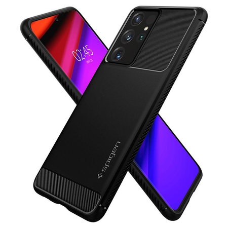 Spigen - Hülle Rugged Armor für Samsung Galaxy S21 Ultra, schwarz