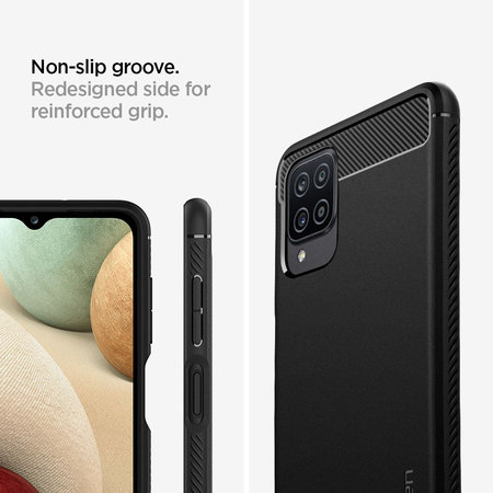 Spigen - Rugged Armor Hülle für Samsung Galaxy A12, schwarz