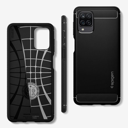 Spigen - Rugged Armor Hülle für Samsung Galaxy A12, schwarz