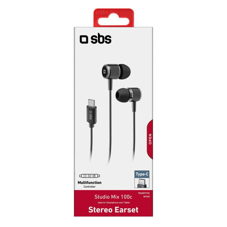 SBS - Kopfhörer Studio Mix 100C mit Mikrofon, USB-C, schwarz
