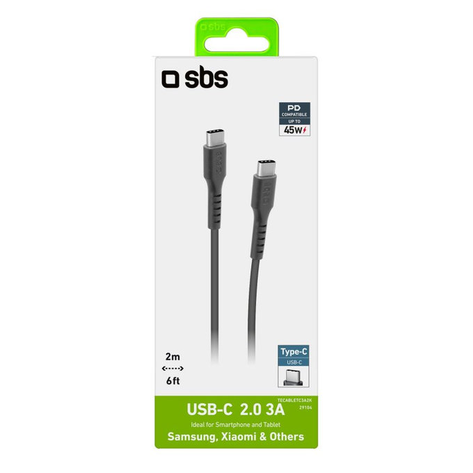 SBS - USB-C / USB-C Kabel (2m), schwarz