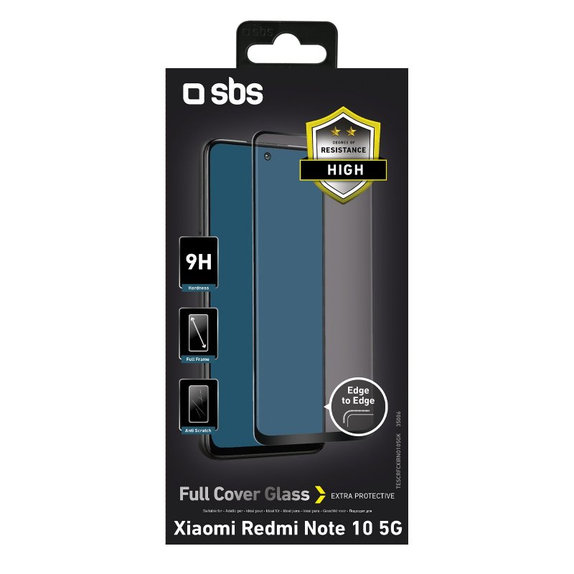 SBS - Gehärtetes Glas Full Cover für Xiaomi Redmi Note 10 5G, schwarz