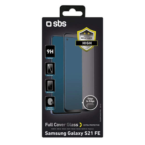 SBS - Gehärtetes Glas Full Cover für Samsung Galaxy S21 FE, schwarz