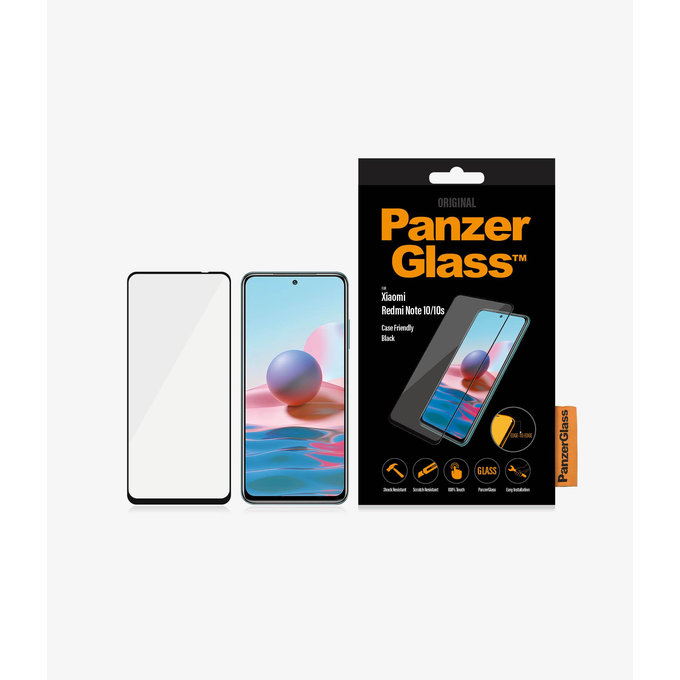 PanzerGlass - Gehärtetes Glas Case Friendly für Xiaomi Redmi Note 10, 10S, schwarz