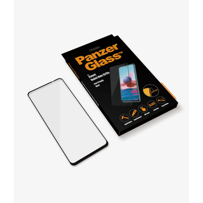 PanzerGlass - Gehärtetes Glas Case Friendly für Xiaomi Redmi Note 10, 10S, schwarz