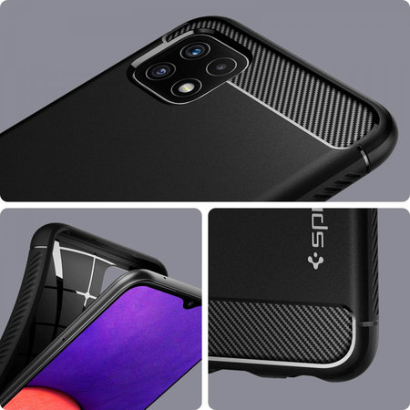 Spigen - Rugged Armor Hülle für Samsung Galaxy A22 5G, schwarz