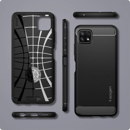 Spigen - Rugged Armor Hülle für Samsung Galaxy A22 5G, schwarz