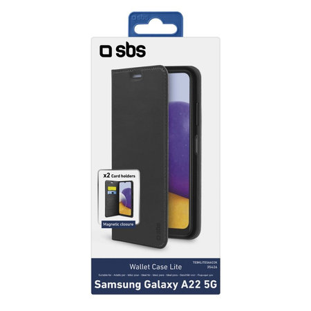 SBS - Fall Book Wallet Lite für Samsung Galaxy A22 5G, schwarz