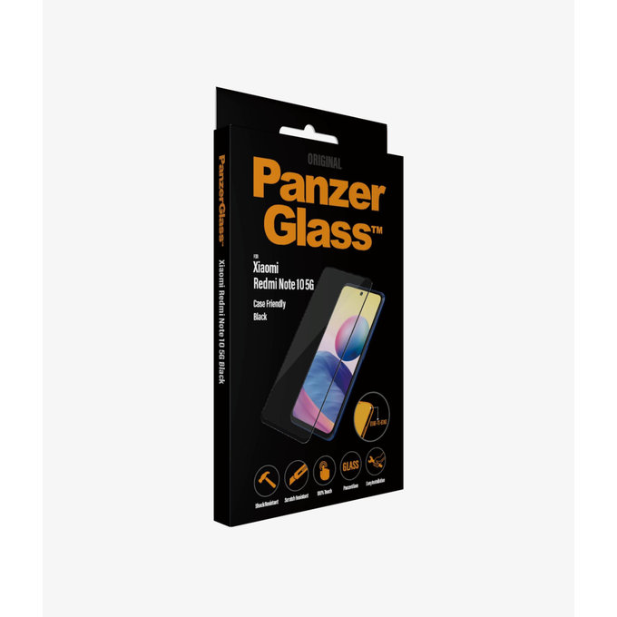 PanzerGlass - Gehärtetes Glas Case Friendly für Xiaomi Redmi Note 10 5G, schwarz