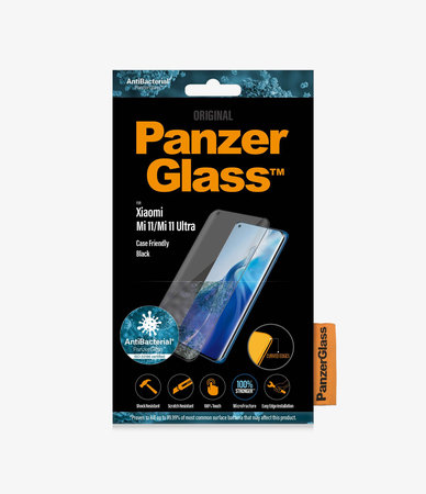 PanzerGlass - Gehärtetes Glas Case Friendly AB für Xiaomi Mi 11, Mi 11 Ultra, schwarz