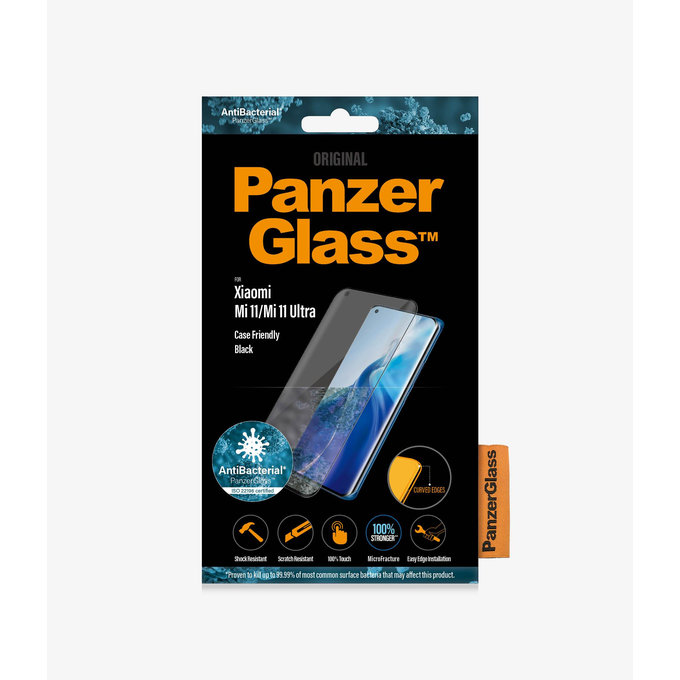 PanzerGlass - Gehärtetes Glas Case Friendly AB für Xiaomi Mi 11, Mi 11 Ultra, schwarz