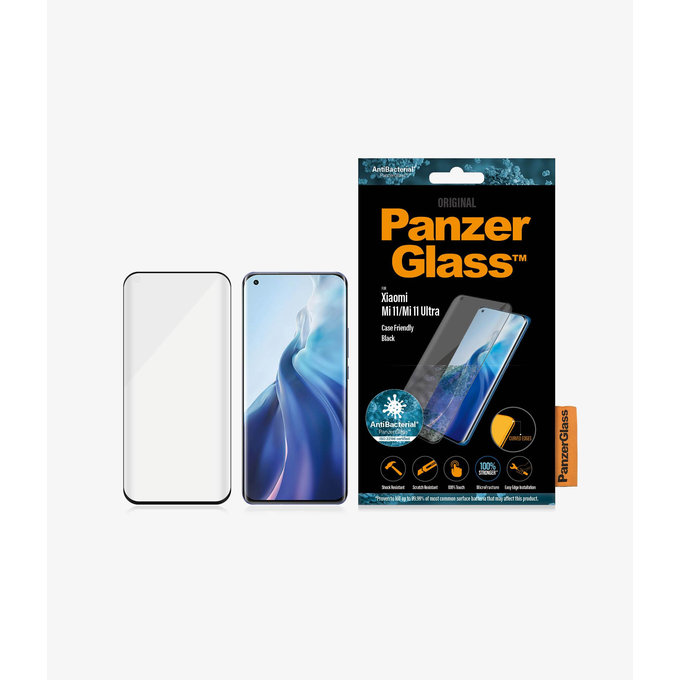 PanzerGlass - Gehärtetes Glas Case Friendly AB für Xiaomi Mi 11, Mi 11 Ultra, schwarz