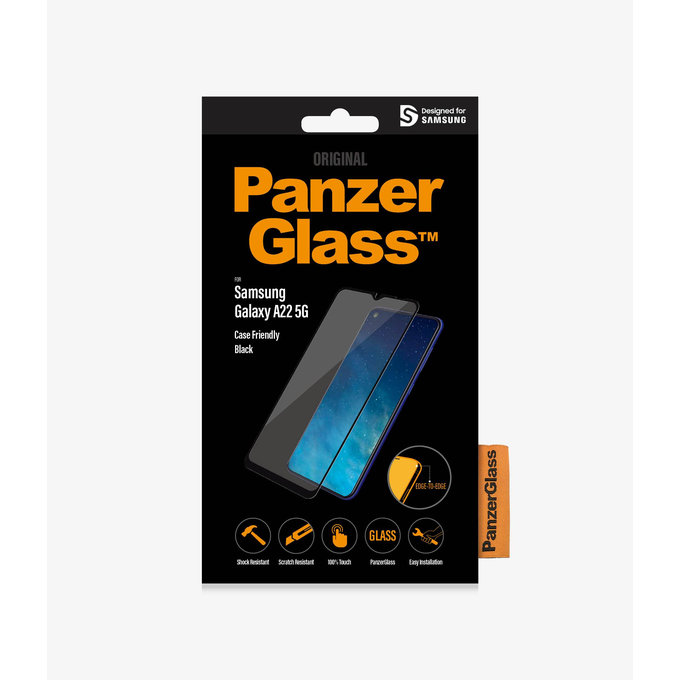PanzerGlass - Gehärtetes Glas Case Friendly für Samsung Galaxy A22 5G, schwarz