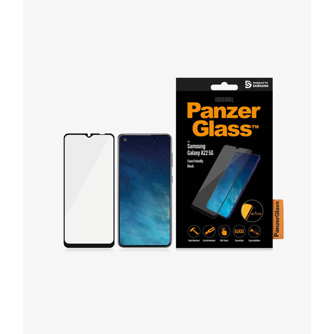 PanzerGlass - Gehärtetes Glas Case Friendly für Samsung Galaxy A22 5G, schwarz
