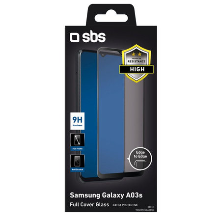SBS - Gehärtetes Glas Full Cover für Samsung Galaxy A03s, schwarz