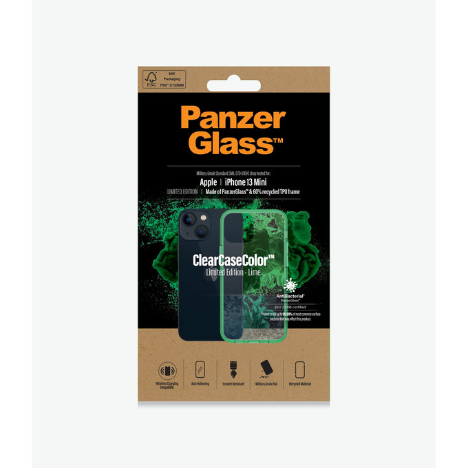 PanzerGlass - Fall ClearCaseColor AB für iPhone 13 mini, lime