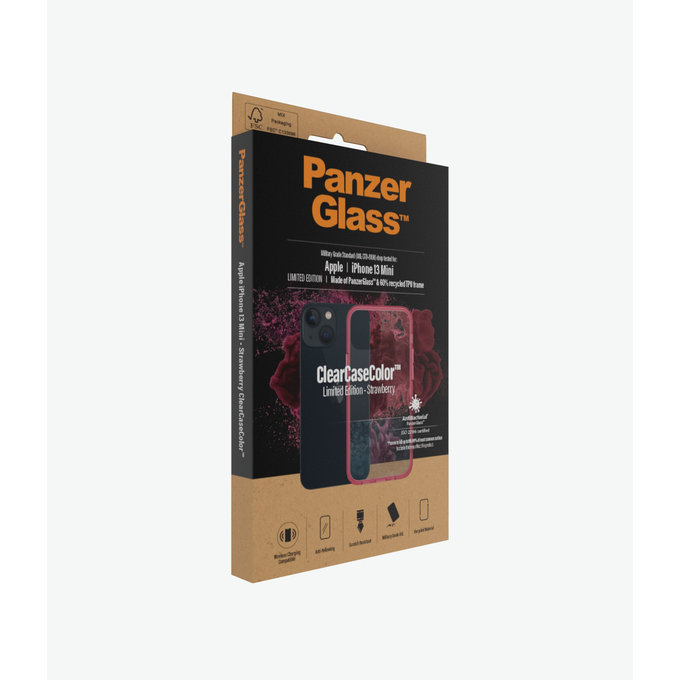 PanzerGlass - Fall ClearCaseColor AB für iPhone 13 mini, strawberry