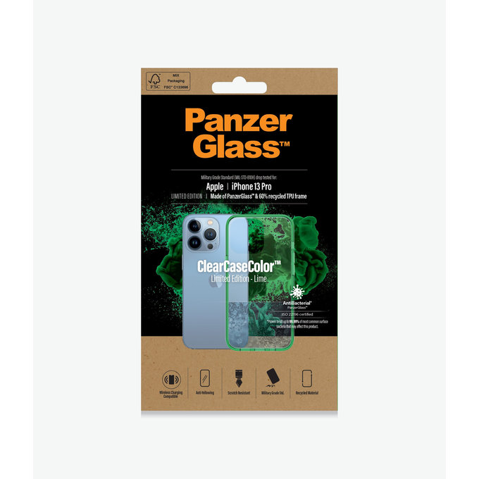 PanzerGlass - Fall ClearCaseColor AB für iPhone 13 Pro, lime