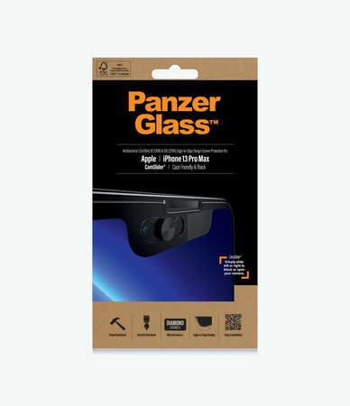 PanzerGlass - Gehärtetes Glas Case Friendly CamSlider AB für iPhone 13 Pro Max und 14 Plus, schwarz