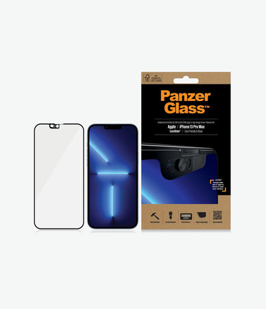 PanzerGlass - Gehärtetes Glas Case Friendly CamSlider AB für iPhone 13 Pro Max und 14 Plus, schwarz