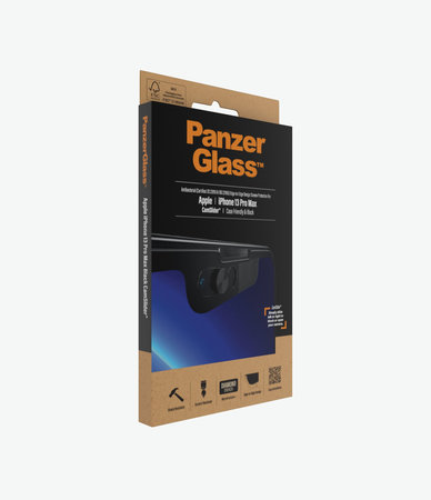 PanzerGlass - Gehärtetes Glas Case Friendly CamSlider AB für iPhone 13 Pro Max und 14 Plus, schwarz