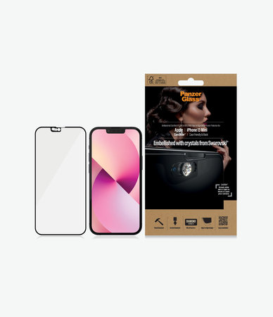 PanzerGlass - Gehärtetes Glas Case Friendly CamSlider Swarovski AB für iPhone 13 mini, black