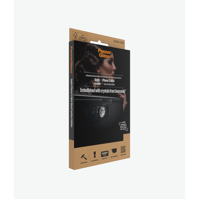 PanzerGlass - Gehärtetes Glas Case Friendly CamSlider Swarovski AB für iPhone 13 mini, black