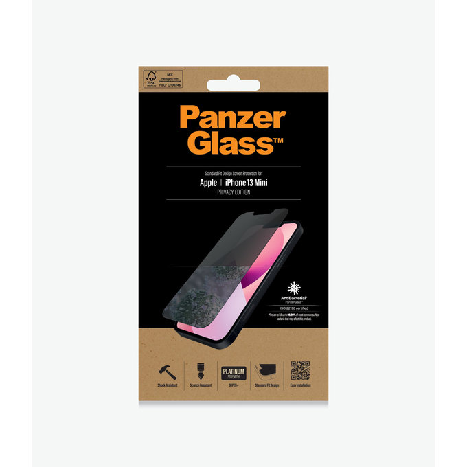 PanzerGlass - Gehärtetes Glas Standard Fit Privacy AB für iPhone 13 mini, transparent