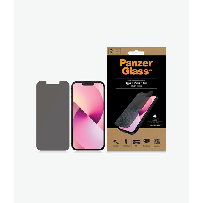 PanzerGlass - Gehärtetes Glas Standard Fit Privacy AB für iPhone 13 mini, transparent