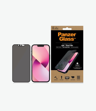 PanzerGlass - Gehärtetes Glas Case Friendly Privacy AB für iPhone 13 mini, schwarz