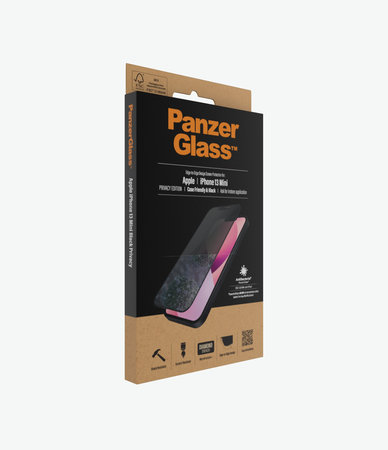 PanzerGlass - Gehärtetes Glas Case Friendly Privacy AB für iPhone 13 mini, schwarz
