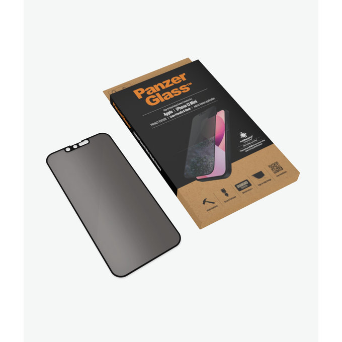 PanzerGlass - Gehärtetes Glas Case Friendly Privacy AB für iPhone 13 mini, schwarz