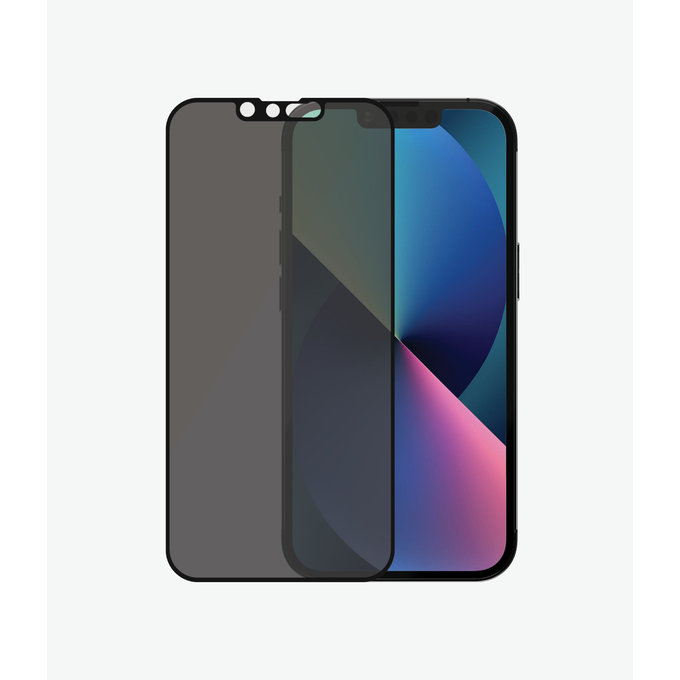 PanzerGlass - Gehärtetes Glas Case Friendly Privacy AB für iPhone 13, 13 Pro, 14 und 16e, schwarz