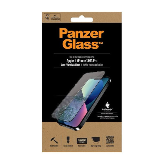 PanzerGlass - Gehärtetes Glas Case Friendly AB für iPhone 13, 13 Pro und 14, black