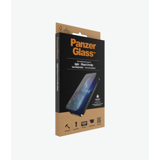 PanzerGlass - Gehärtetes Glas Case Friendly AB für iPhone 13 Pro Max und 14 Plus, schwarz