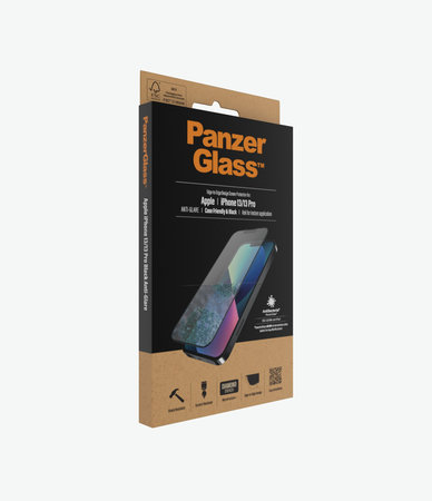 PanzerGlass - Gehärtetes Glas Case Friendly Anti-Glare AB für iPhone 13, 13 Pro und 14, black