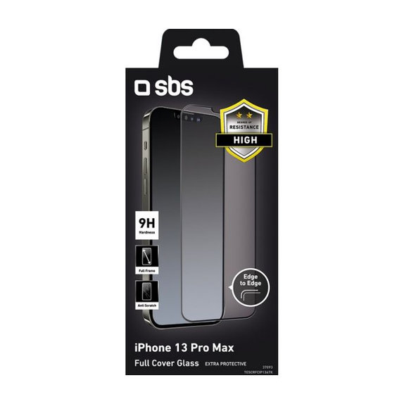 SBS - Gehärtetes Glas Full Cover für iPhone 13 Pro Max und 14 Plus, schwarz