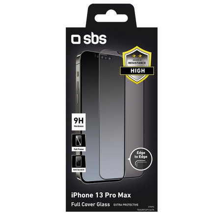 SBS - Gehärtetes Glas Full Cover für iPhone 13 Pro Max und 14 Plus, schwarz