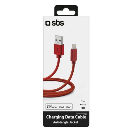 SBS - Lightning / USB Kabel (1m), rot